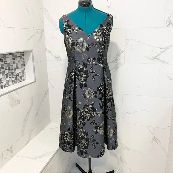 Adrianna Papell Metallic Floral Midi Dress - Picture 3 of 15